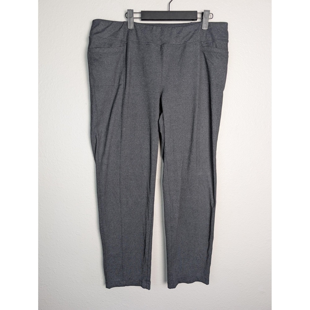 T By Talbots Pants Womens 1X Gray Straight Twill Pull On Stretch Pockets Comfort